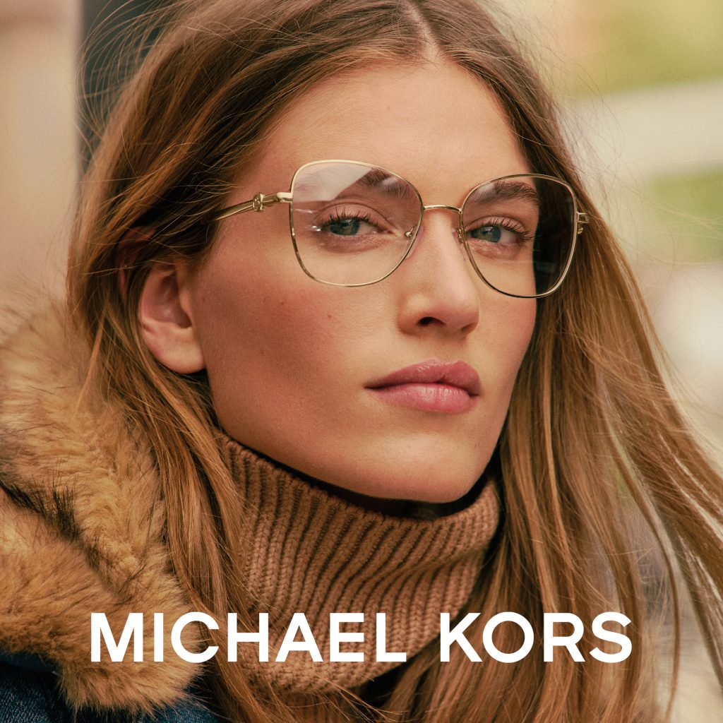 Model wearing Michael Kors glasses